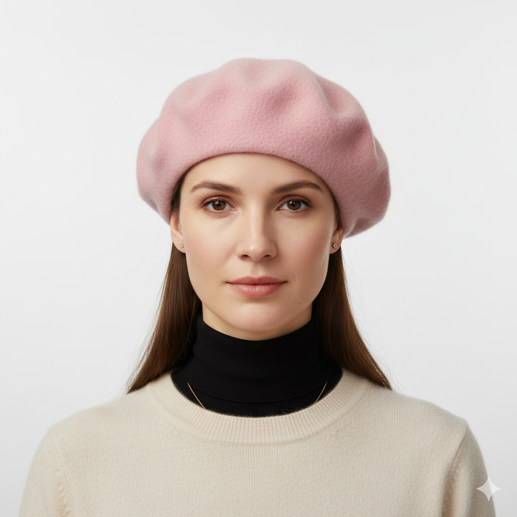 Béret Femme Rose en Laine