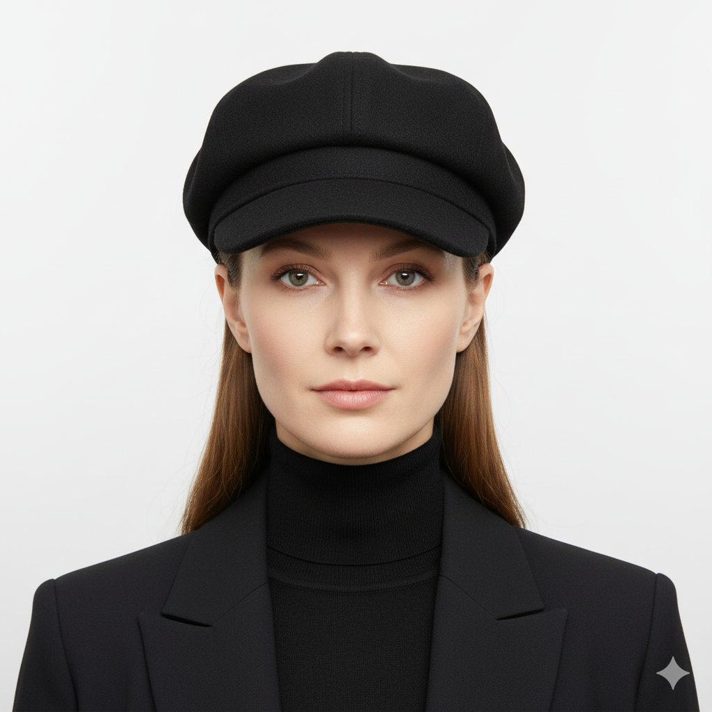 Béret Casquette Noir Femme en Coton