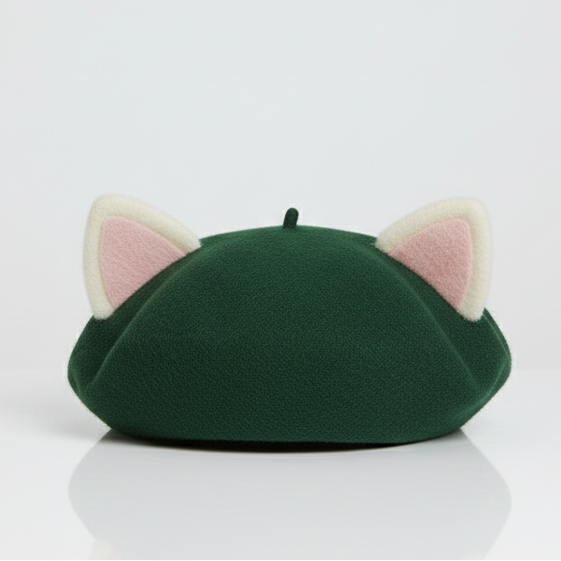 Béret Enfant Vert à Oreilles de Chat