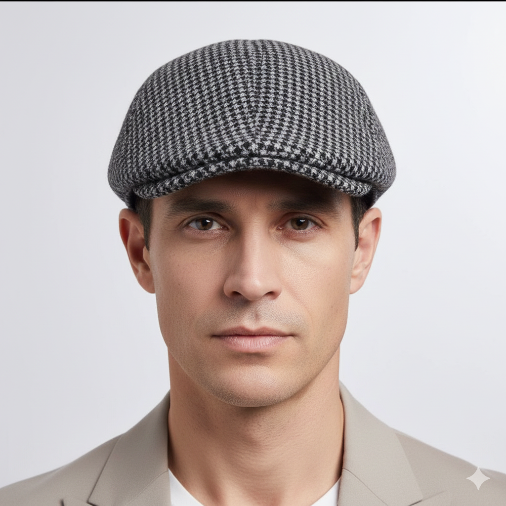 Béret à Carreaux Noir et Gris