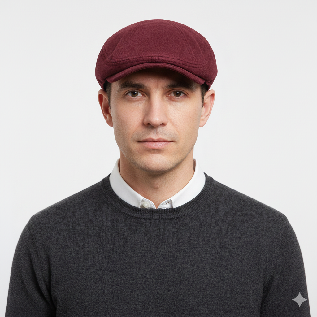 Béret Anglais Bordeaux en Velours