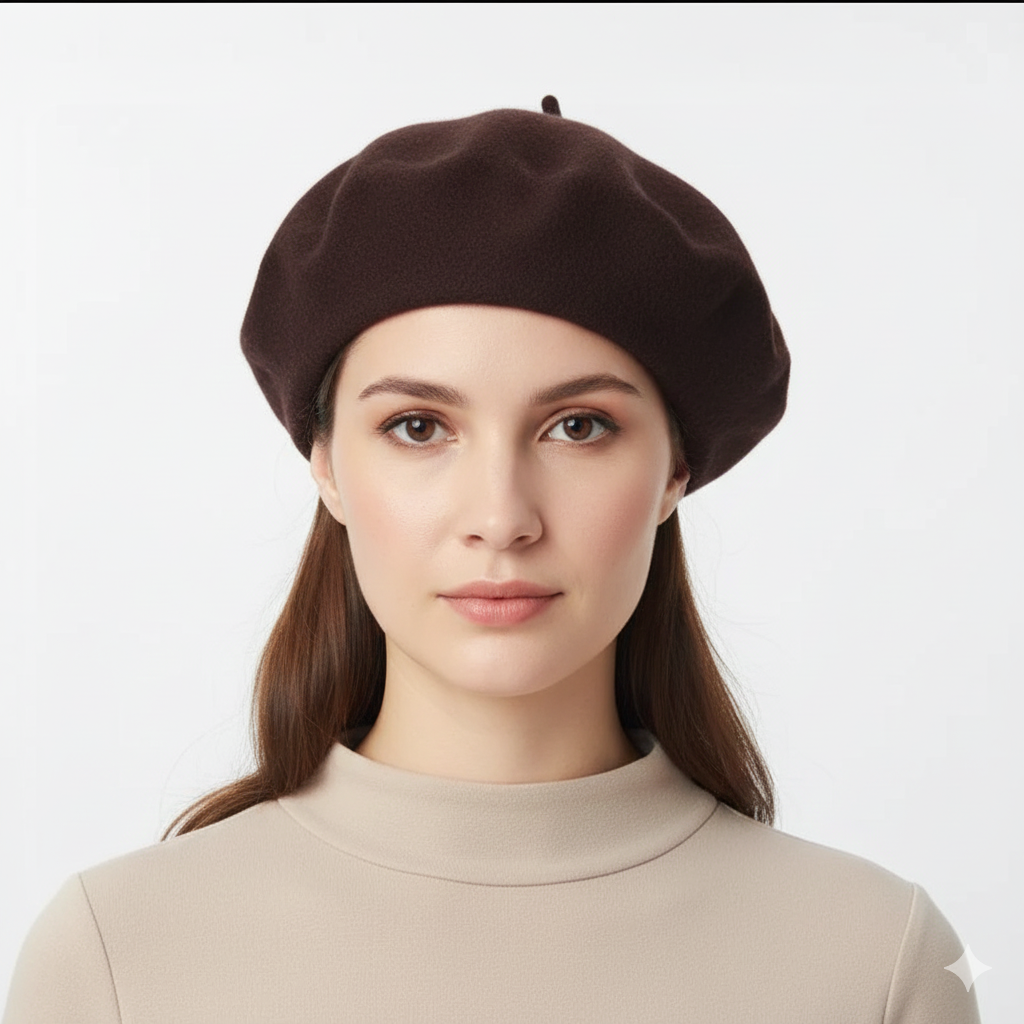 Béret Basque Femme Chocolat en Laine