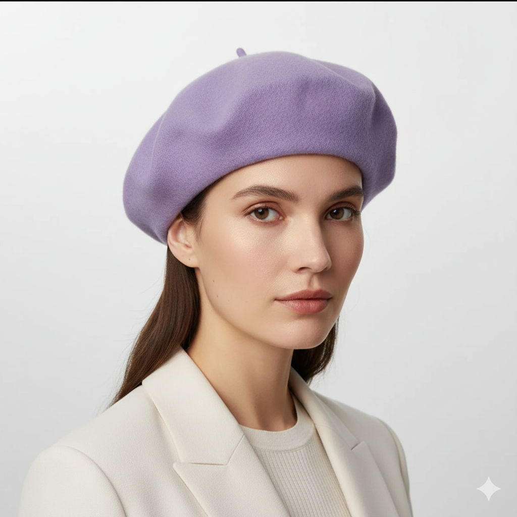 Béret Femme Violet en Laine