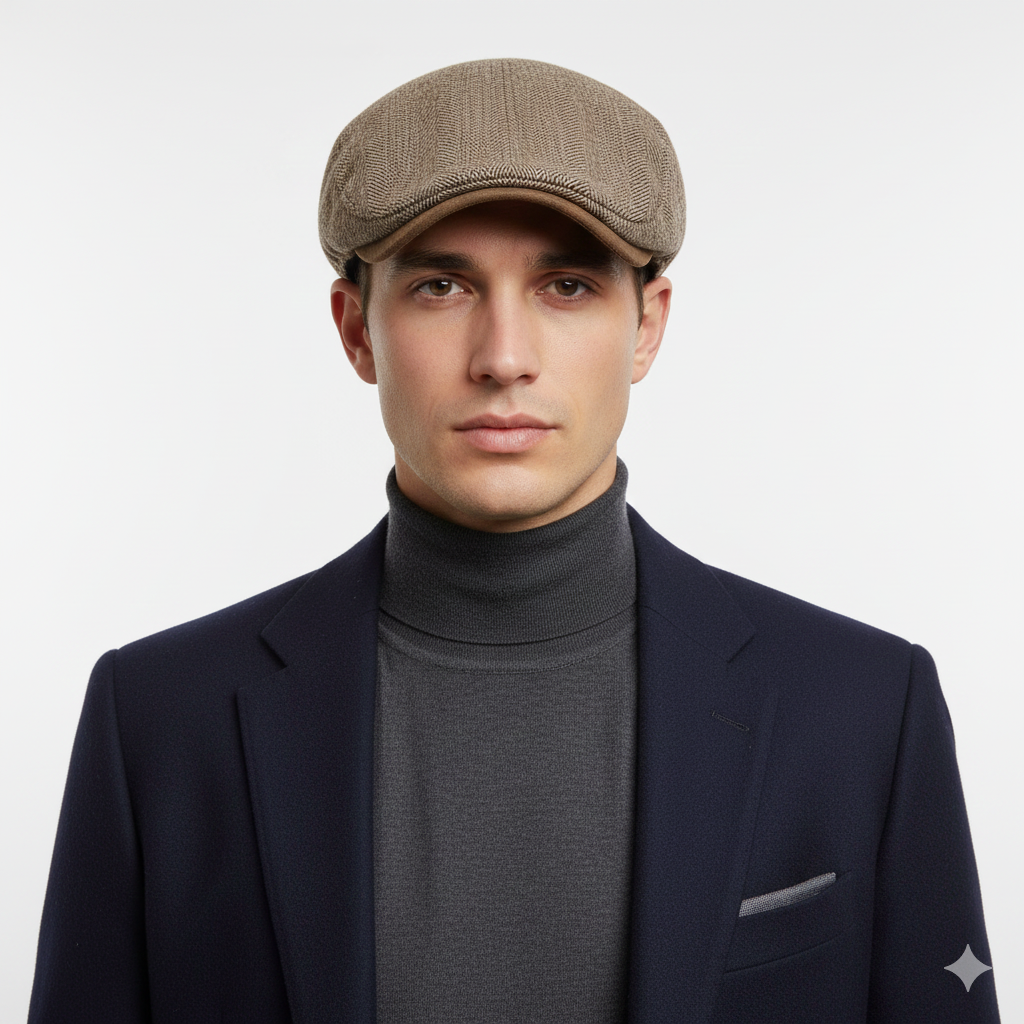 Béret Homme Marron à Chevrons