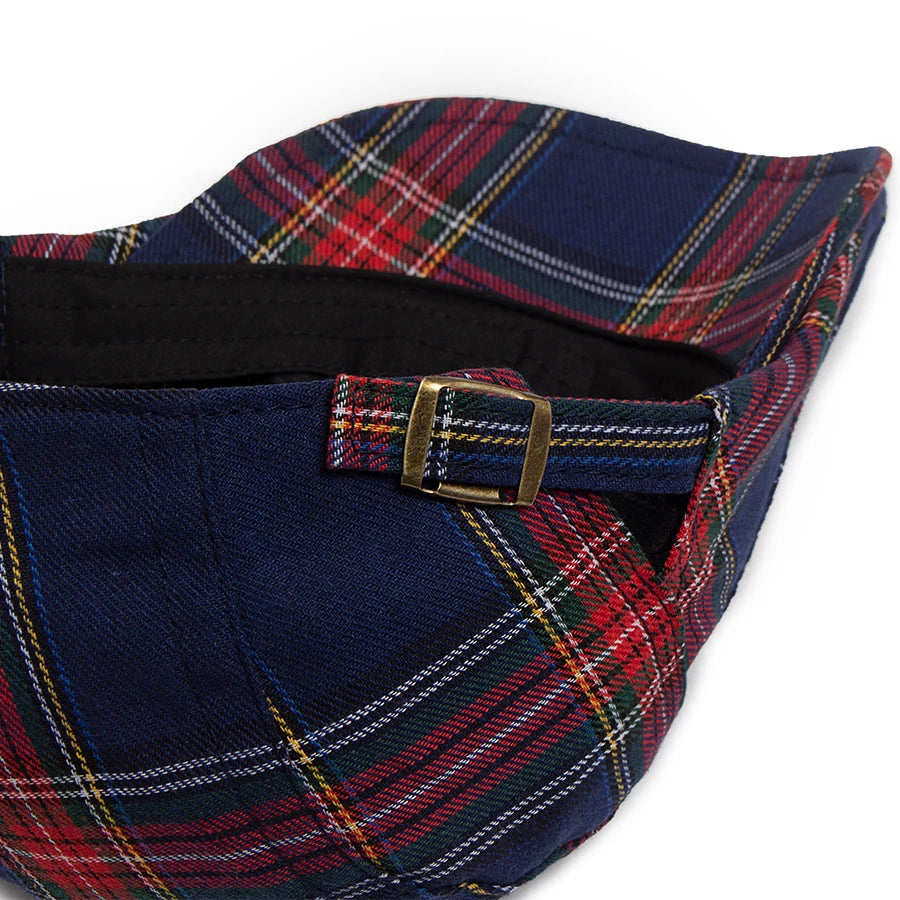 Béret Anglais Tartan Bleu & Rouge en Coton