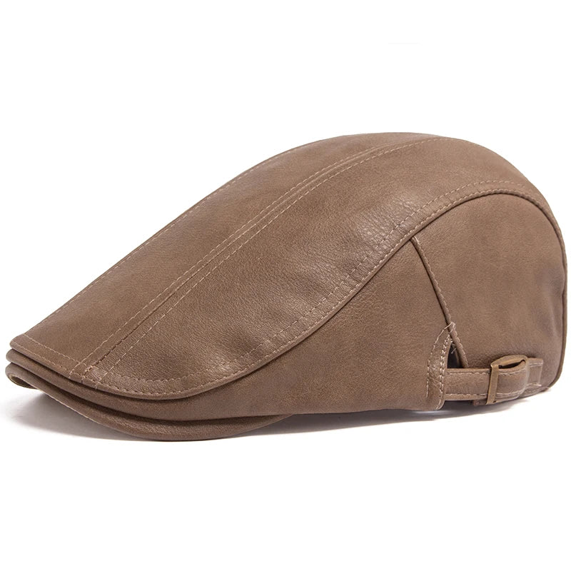 Béret Casquette Khaki en Cuir