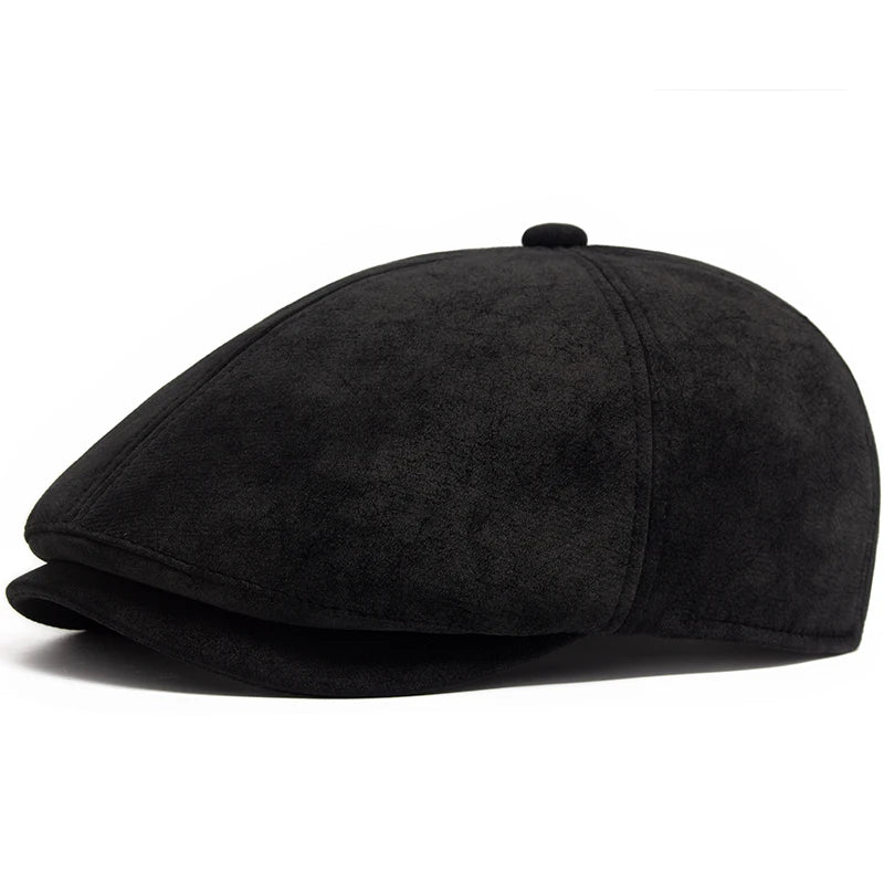 Béret Anglais Noir en Cuir