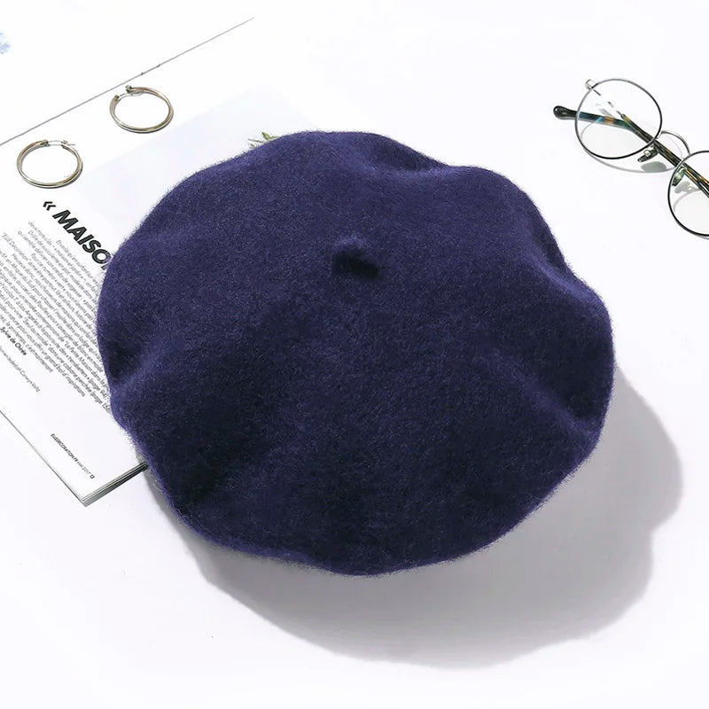 Béret Femme Bleu Marine en Laine