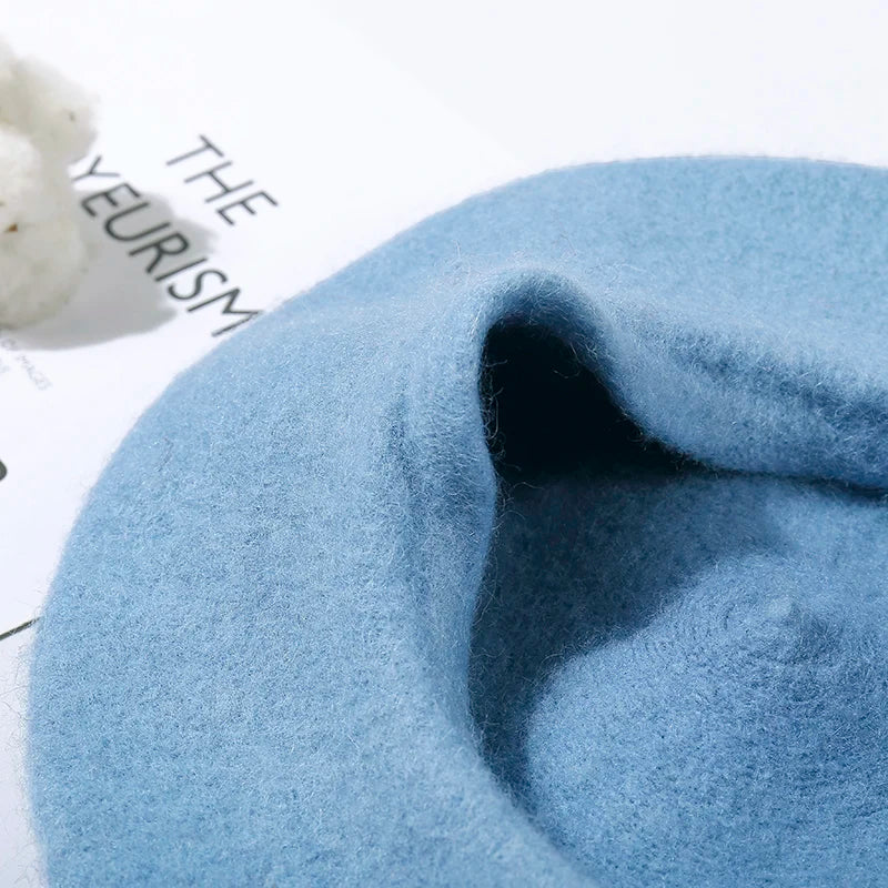 Béret Femme Bleu Ciel en Laine