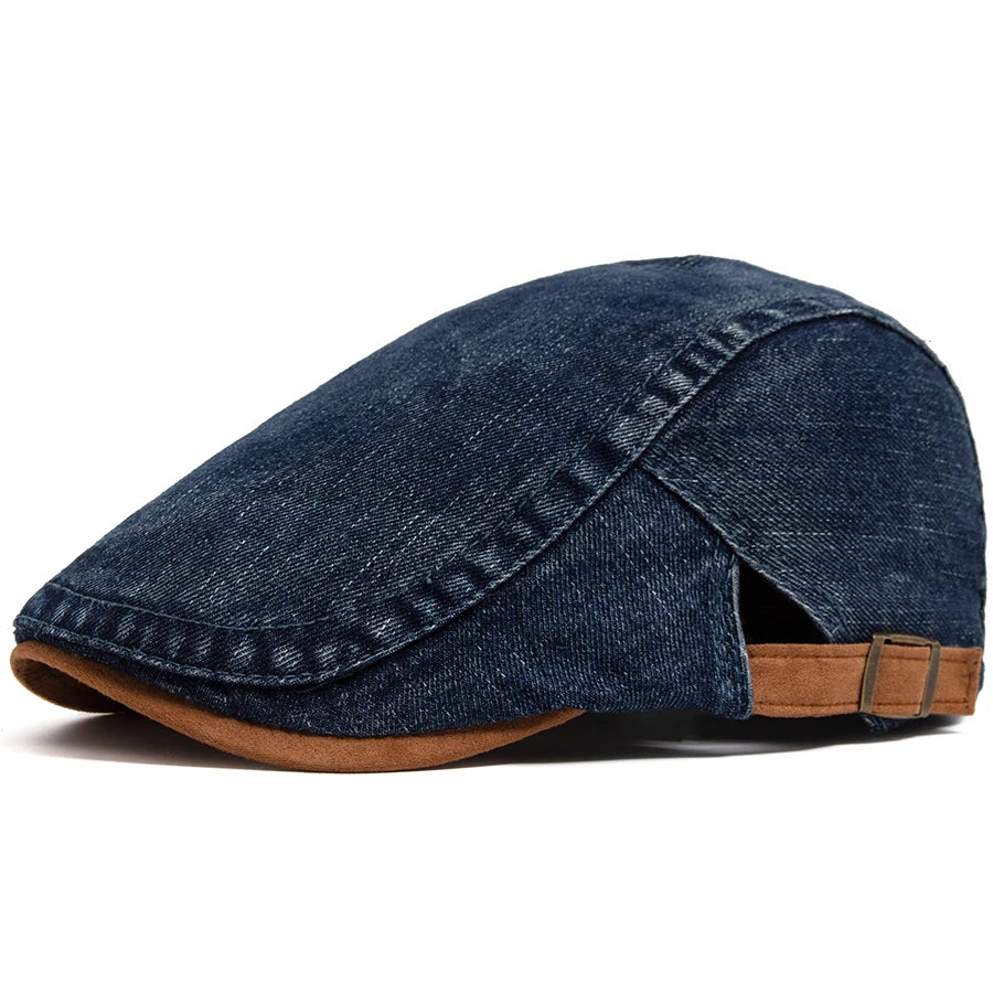 Béret Anglais Denim Bleu Foncé en Coton