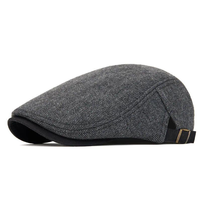 Béret Anglais Homme Gris Noir à Chevrons