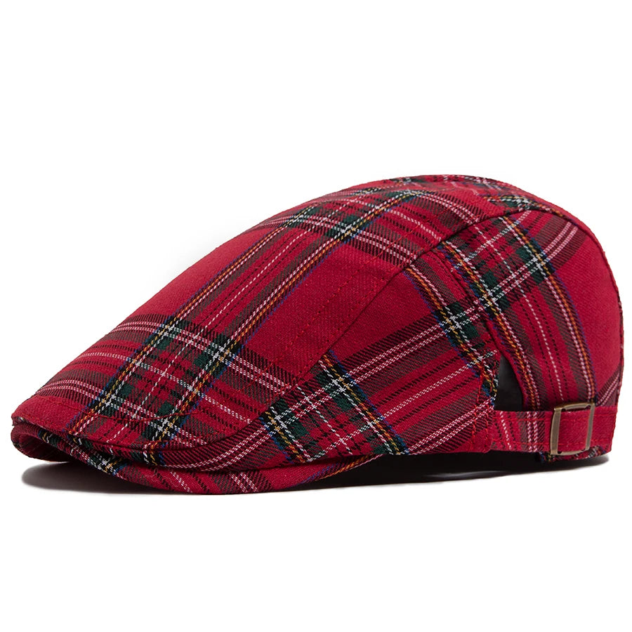 Béret Anglais Tartan Rouge en Coton