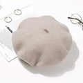 Béret Femme Beige Clair en Laine