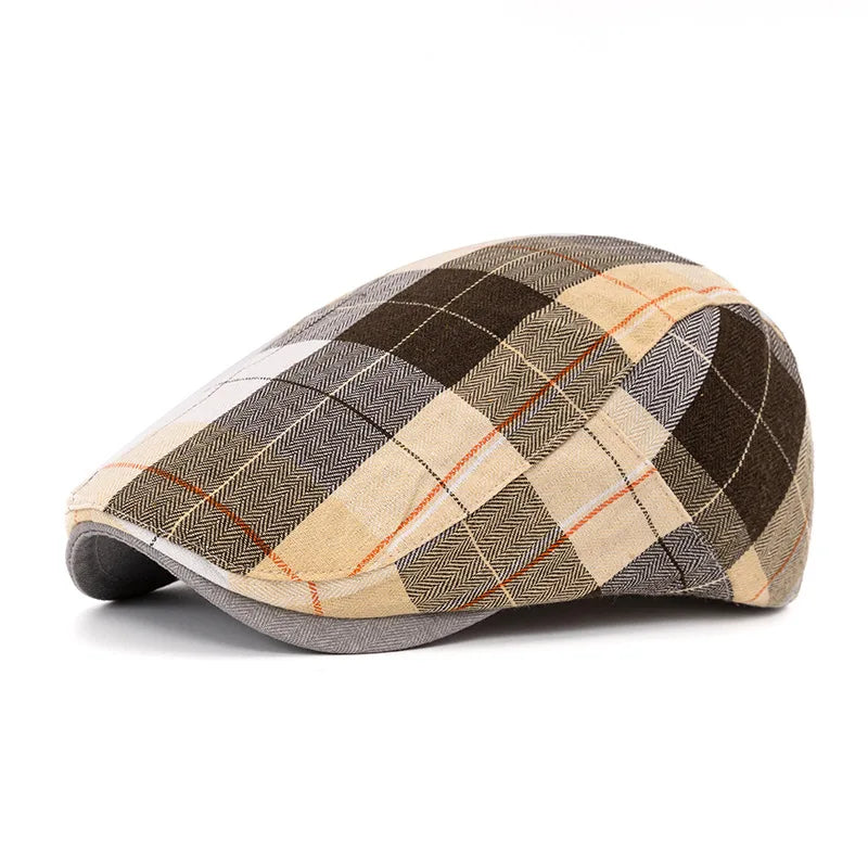 Béret Irlandais à Carreaux Beige & Marron