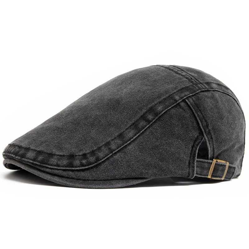 Béret Anglais Denim Noir en Coton