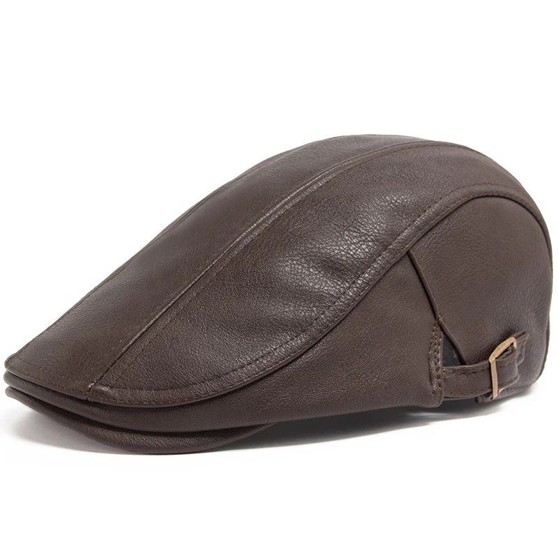 Béret Casquette Marron en Cuir