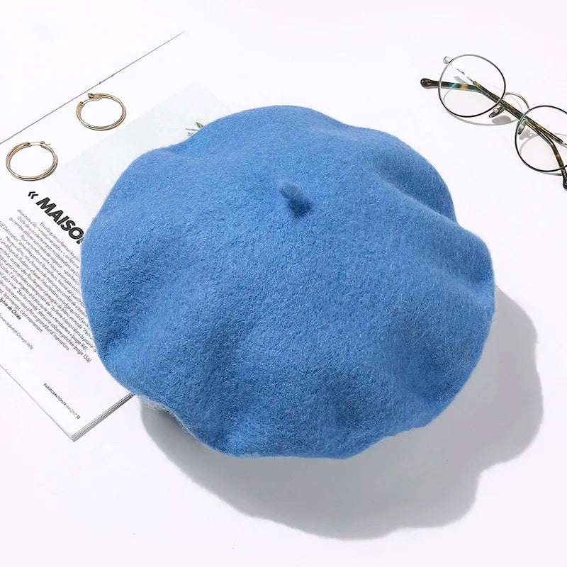 Béret Femme Bleu Ciel en Laine