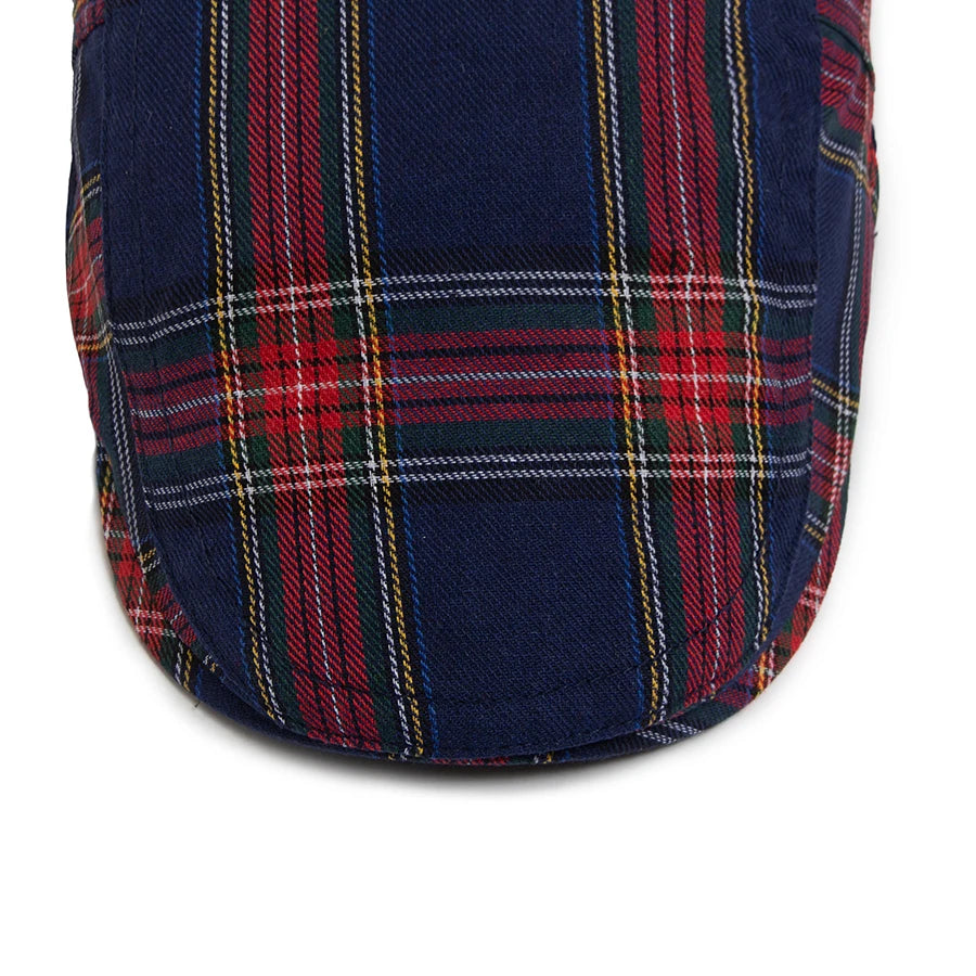 Béret Anglais Tartan Bleu & Rouge en Coton