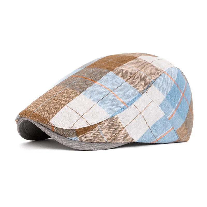 Béret Anglais Homme à Carreaux Multicolores