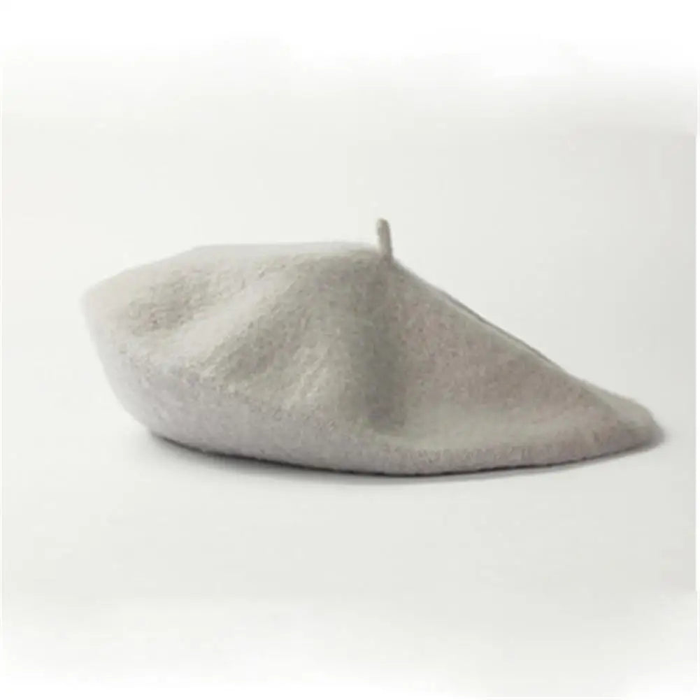 Béret Gris Clair Femme en Laine