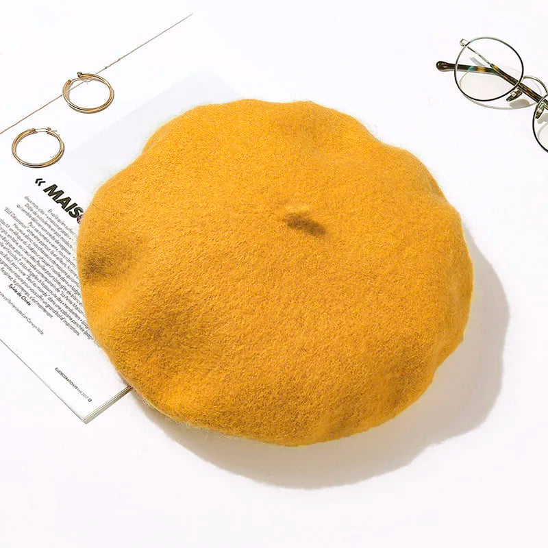 Béret Femme Moutarde en Laine