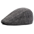 Béret Casquette Plate à Carreaux Gris