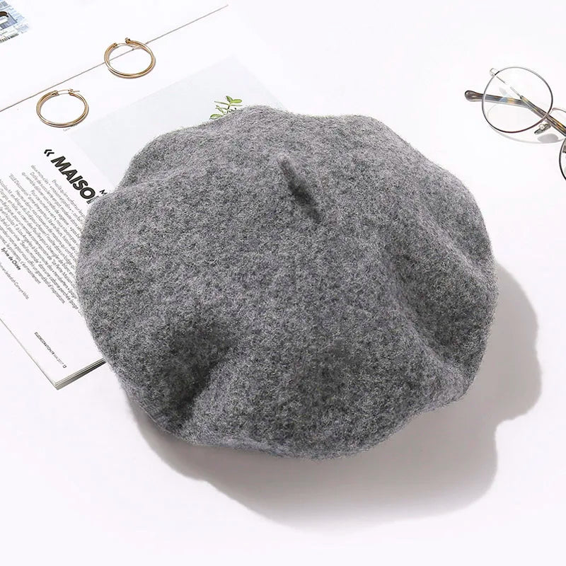 Béret Femme Gris en Laine & Fibres