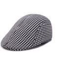 Béret Casquette Plate Pied-de-Poule Noire et Blanche