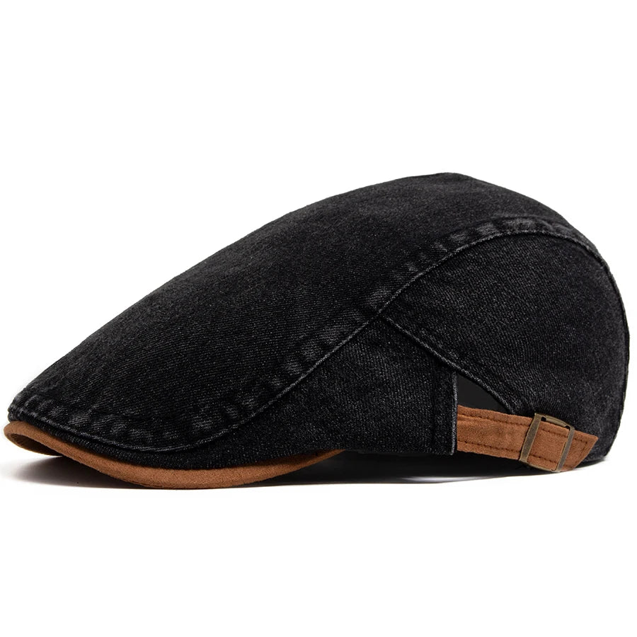Béret Anglais Noir Denim en Coton